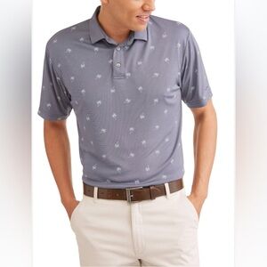 Ben Hogan Performance Mens XL Navy & White Palm Tree Golf Polo Resortwear Tennis